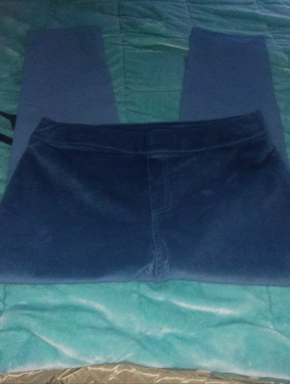 Women's Soft Surroundings Blue Stretch Velvet Pants